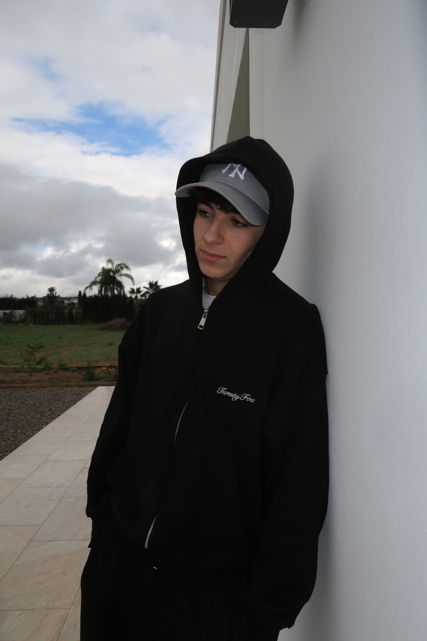 Zip hoodie black/white